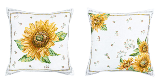 Jacquard cushion cover (Sunflower. white)